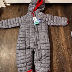 Snozu Baby Infant Hooded Fleece Winter Snowsuit Bunting Gray Red 18 months new